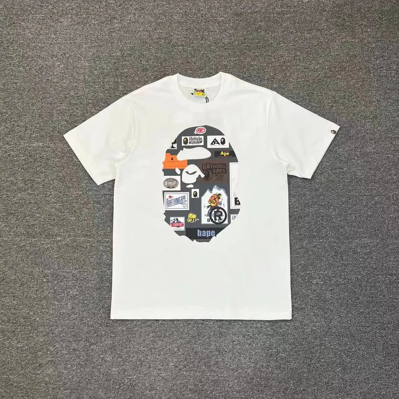 BAPE T-shirt Ape Head Sticker Collage White