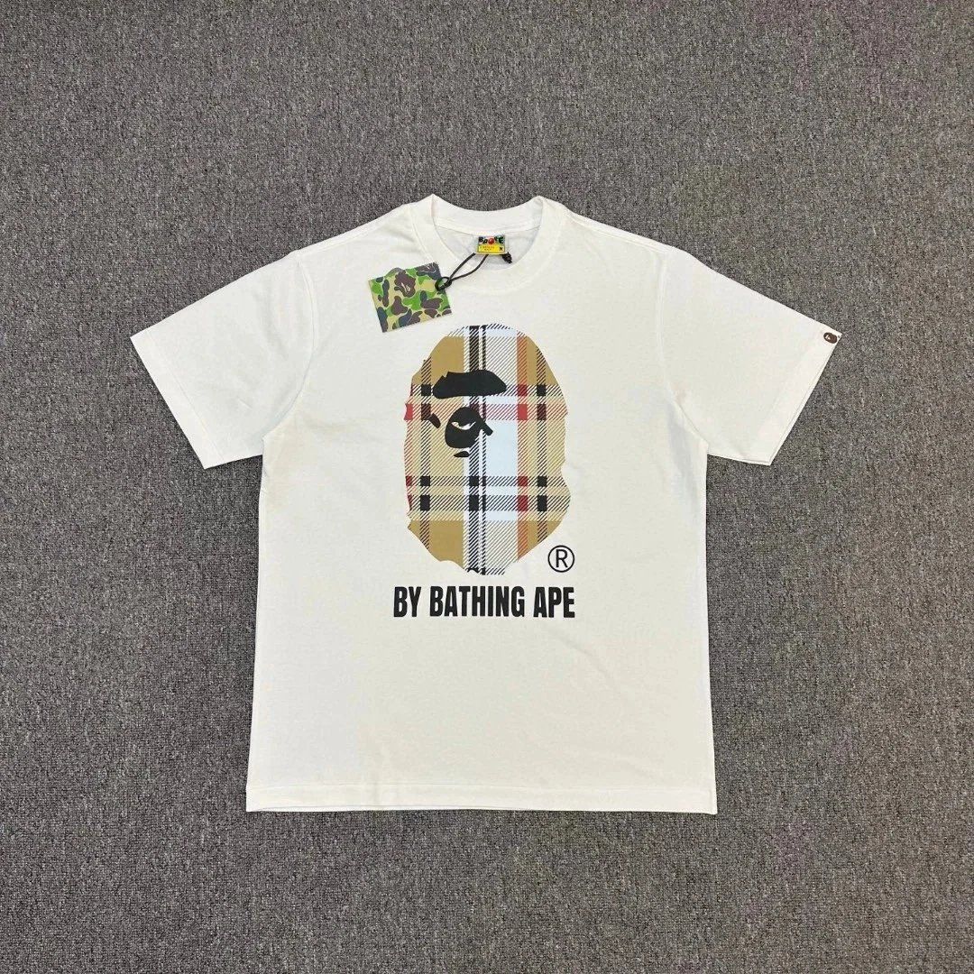 Bape T-shirt Check Ape Head White
