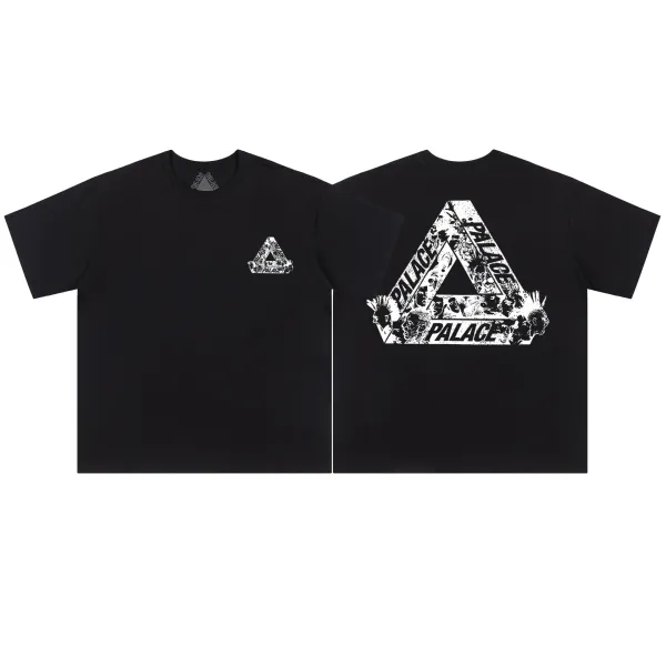 Palace Skateboards Tri-Logo Distressed Black T-Shirt - 1