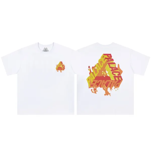 Palace Skateboards Tri-Logo Flame White T-Shirt - 1