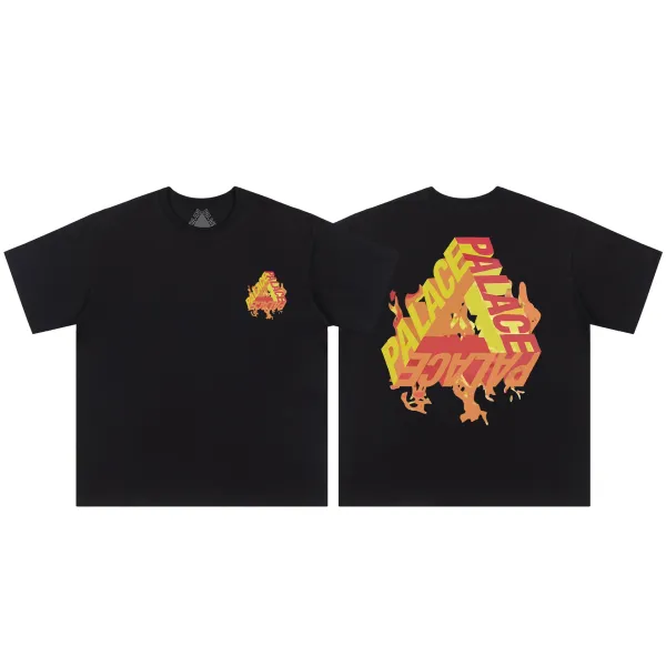 Palace Skateboards Tri-Stack Flame Logo Black T-Shirt - 1