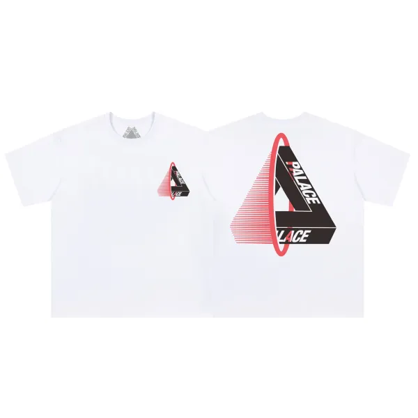 Palace Skateboards Palace Tri-Force Red Outline White T-Shirt T-Shirts - 1