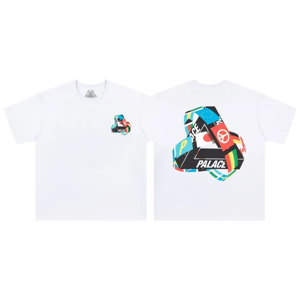 Palace Skateboards Tri-Force Flag Print White T-Shirt - 1