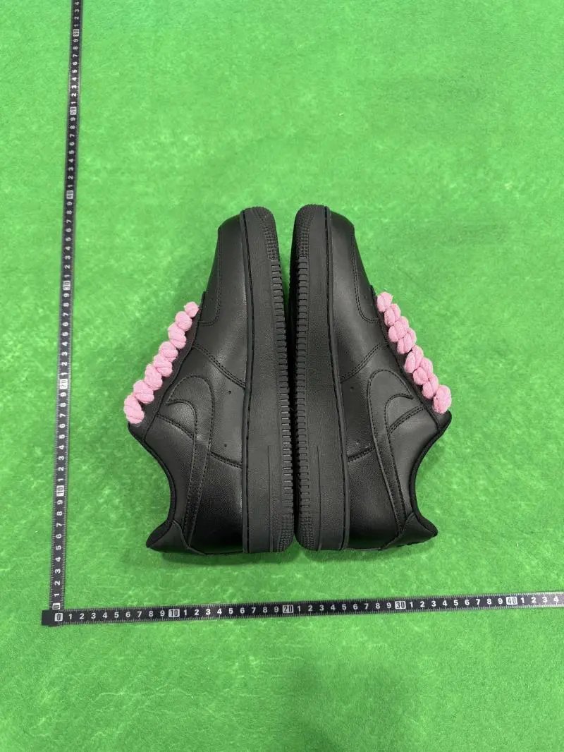 Nike Air Force 1 Low Triple Black Pink Rope Laces CW2288-001