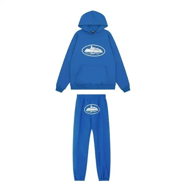 Off-White Cruise Ship Logo Hoodie and Sweatpants Set Blue - 1
