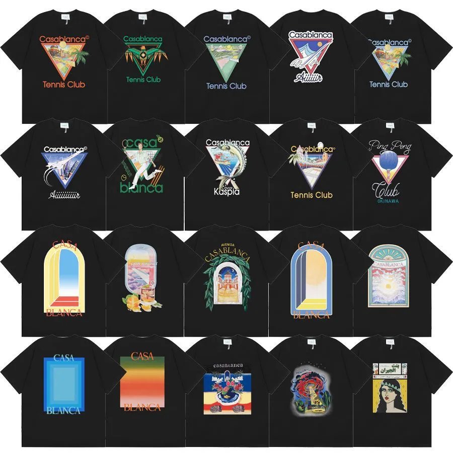 Summer clothing Casa Casablanca logo printed men's and women's loose short sleeved T-shirt heavyweight pure cotton 2