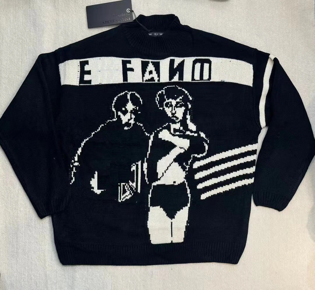 Enfants Riches Déprimés Crewneck Sweater Russian Faith Intarsia Black