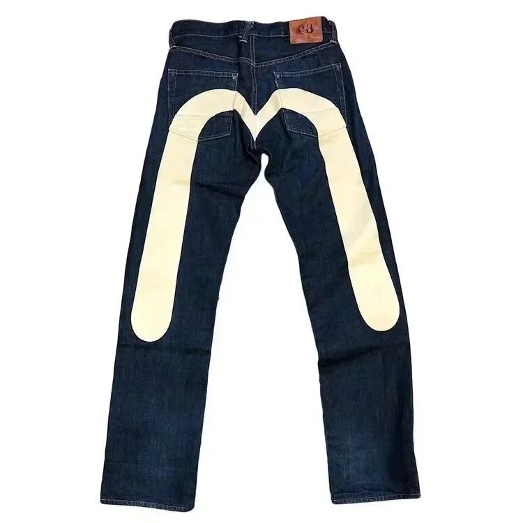 Evisu Dark Wash Jeans with Large Red Daicock Logo