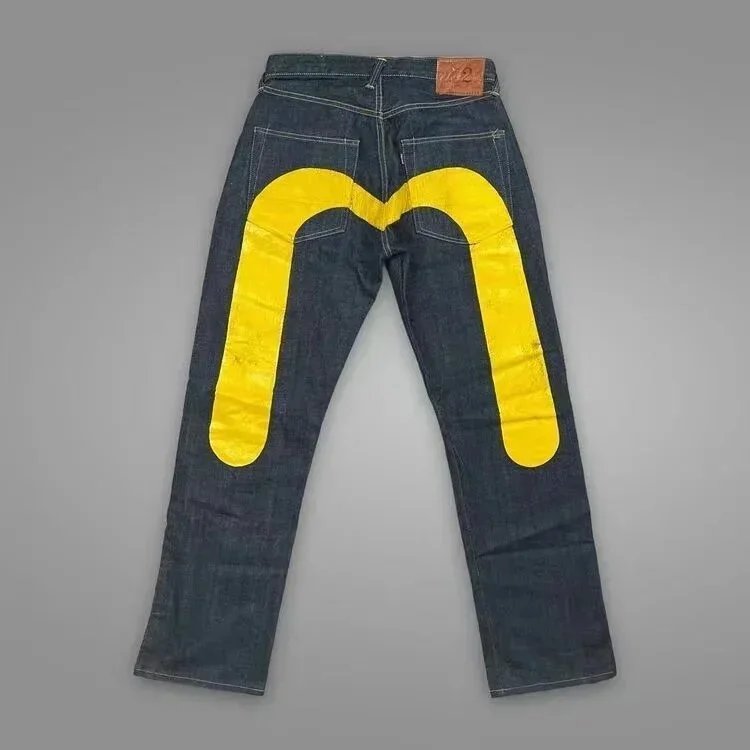 Evisu Dark Denim Jeans with Large Red Seagull Logo