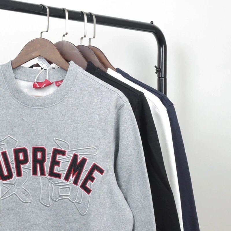 Letter embroidery round neck hoodie for men and women