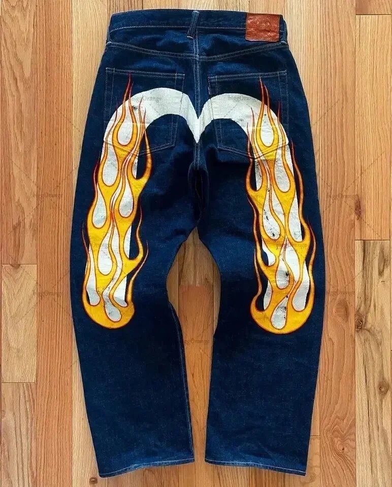 Evisu Dark Denim Jeans with Large Red Seagull Logo