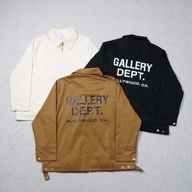 Gallery Dept. Coach Jacket Zip-Front Workwear with Back 'HOLLYWOOD, CA.' Print 1