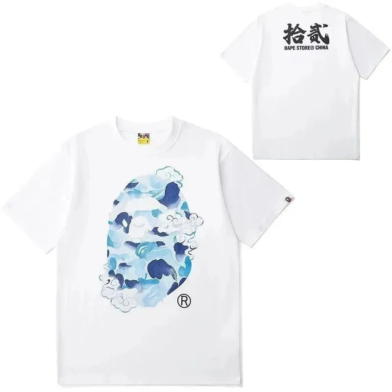 A BATHING APE Shirts Short-Sleeve Polo Shirt with Shark Logo — 14