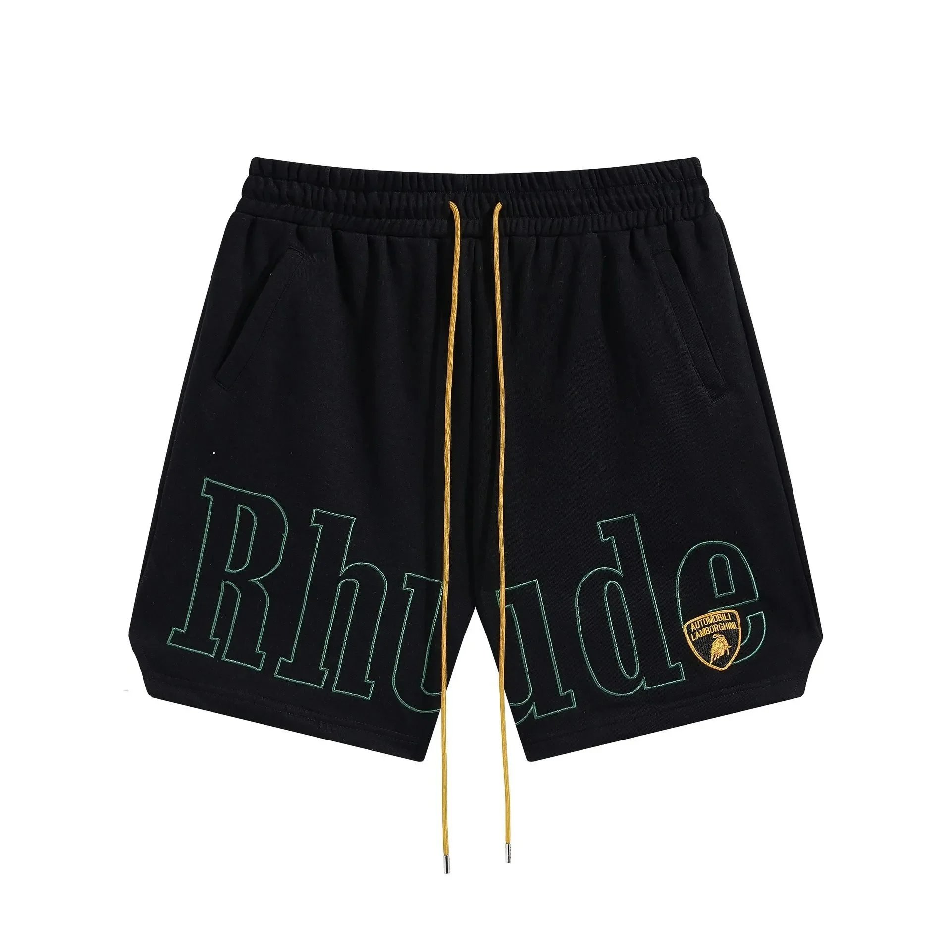 Rhude x Automobili Lamborghini Embroidered Logo Shorts Green - 23