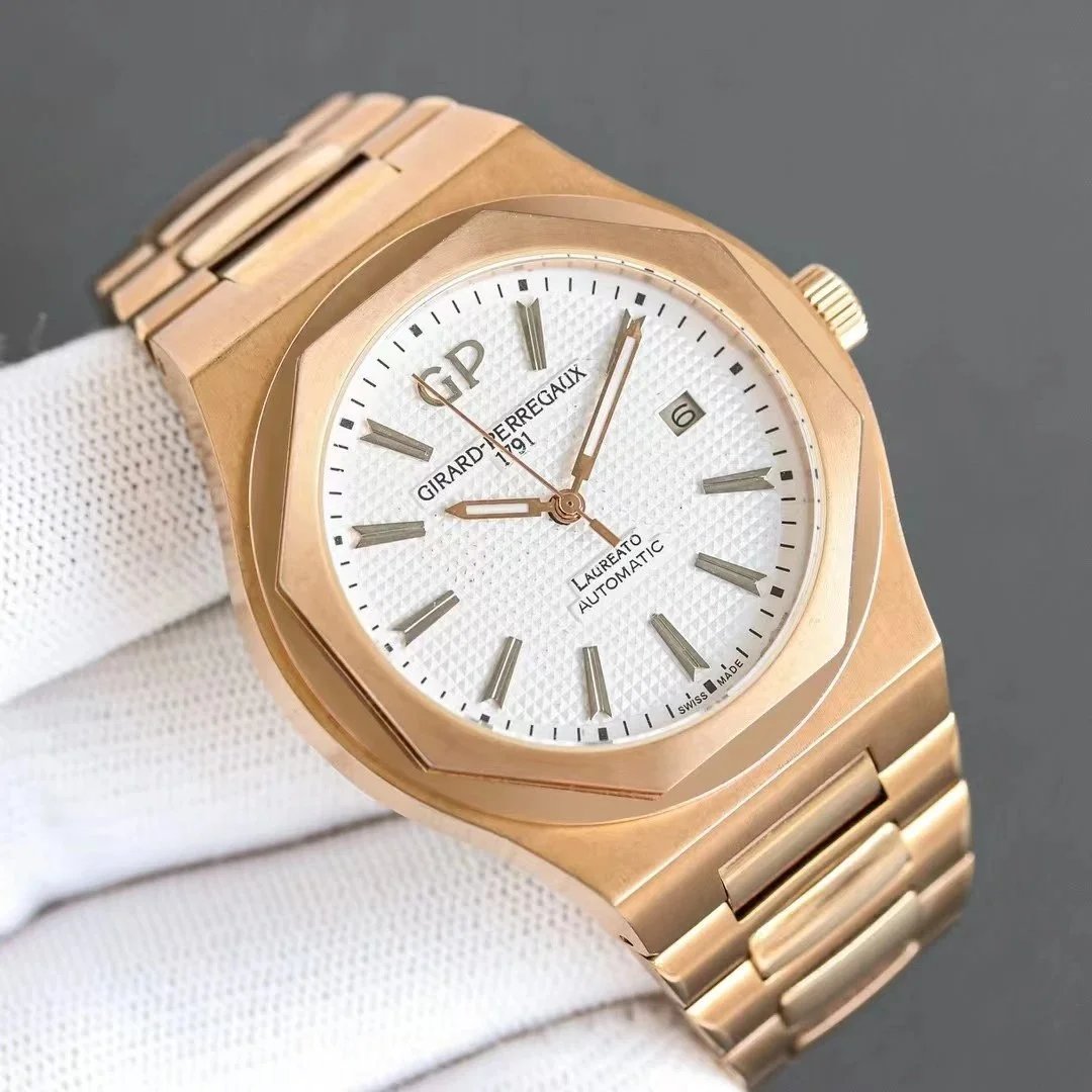 Girard-Perregaux Watches Laureato Automatic — Gold outside white inside