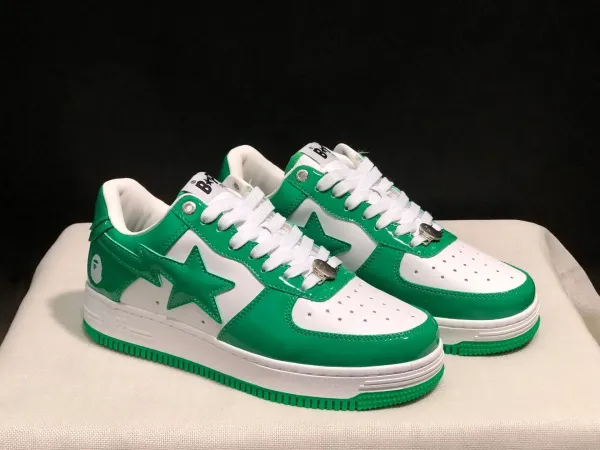 A Bathing Ape Bape Sta Green and White Sneakers - 1