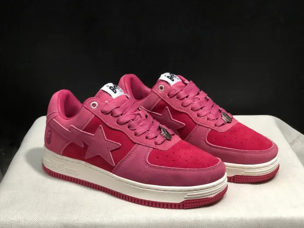 A Bathing Ape Bape Sta Low Pink Suede Sneakers - 1