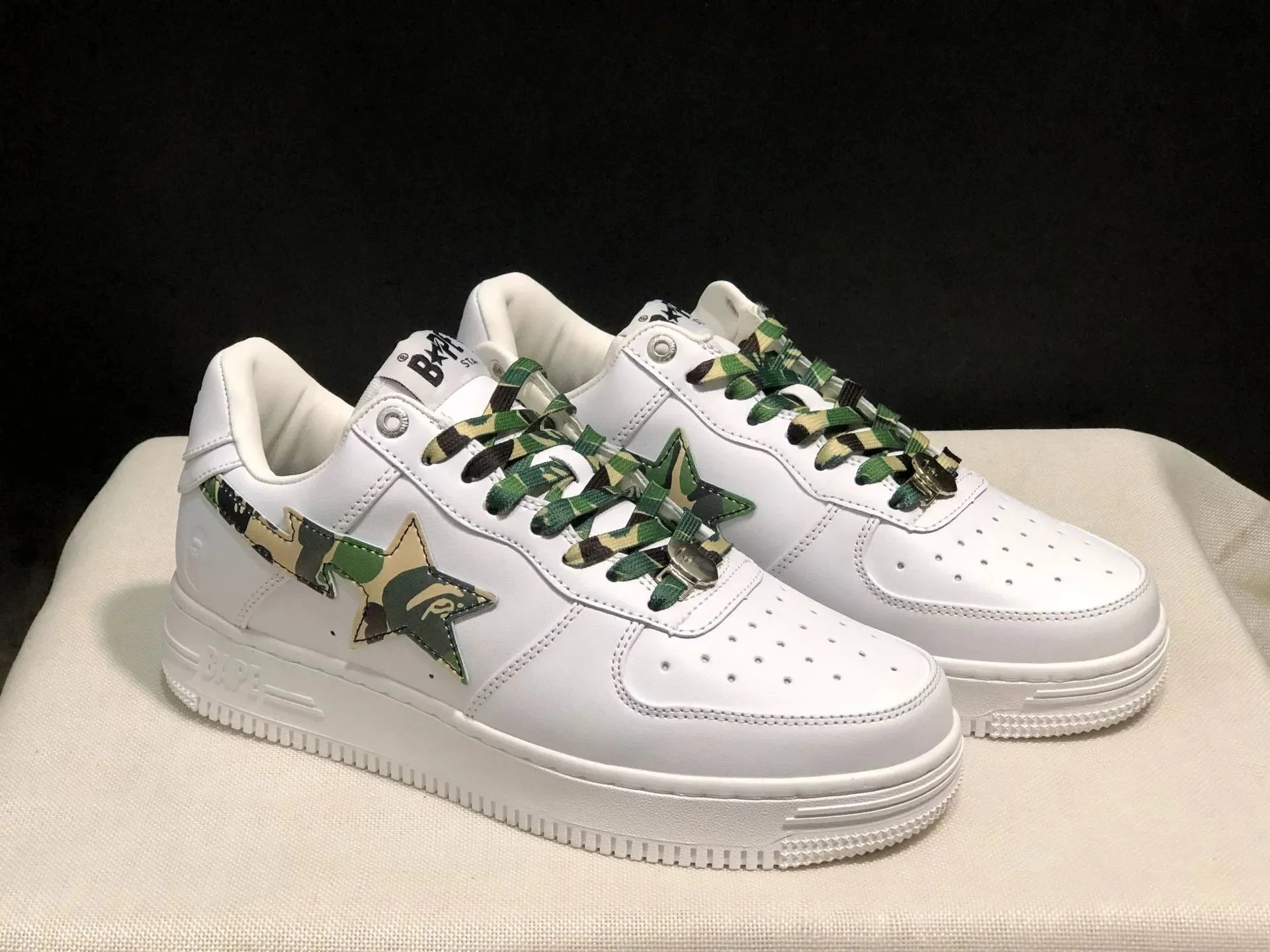 A Bathing Ape Bape Sta Low Blue Camo Star White Sneakers - 7