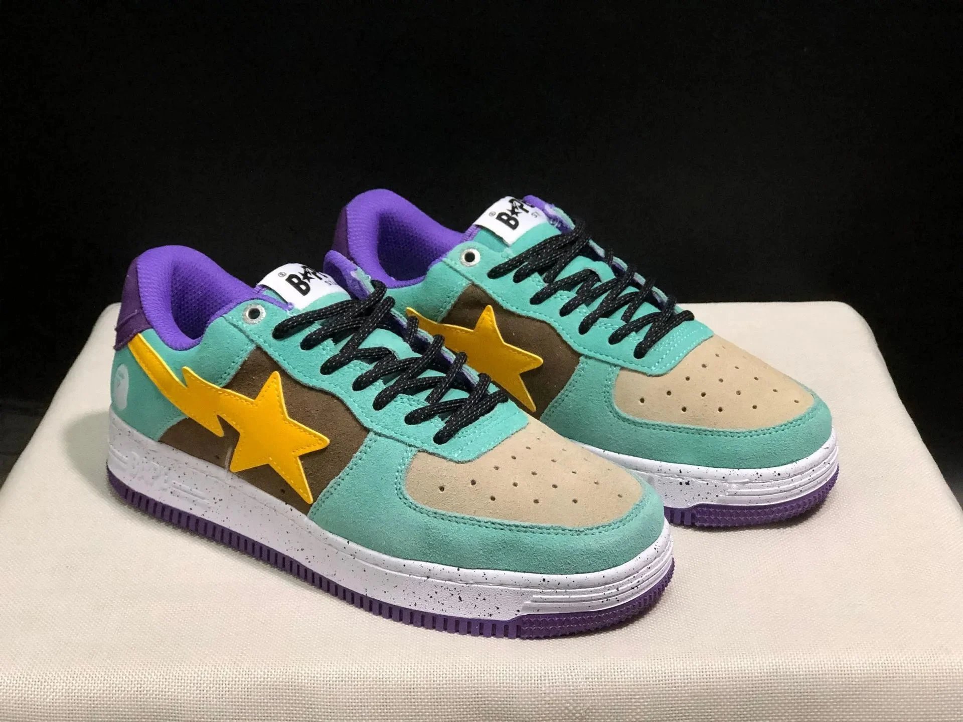 A Bathing Ape Bape Sta Low Blue Camo Star White Sneakers - 8