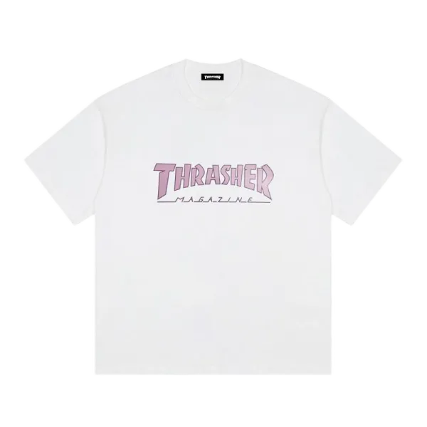 Thrasher Magazine Pink Logo White T-Shirt - 1