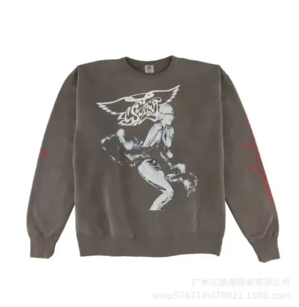 A Bathing Ape x Aerosmith Graphic Washed Gray Hoodie - 1