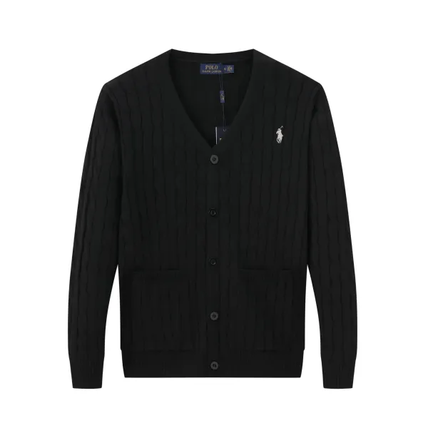 Polo Ralph Lauren Cable Knit V-Neck Cardigan Black - 1