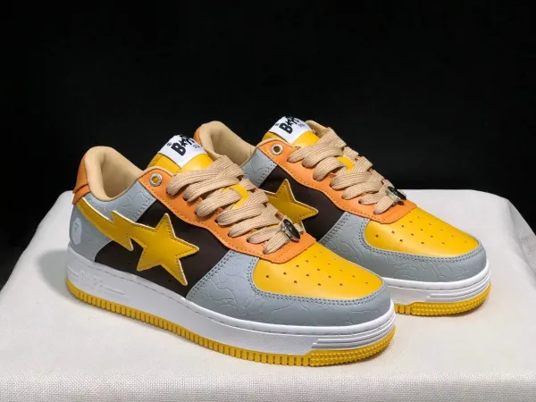 A Bathing Ape x Nike Air Force 1 Low Yellow Orange Gray Sneakers - 1