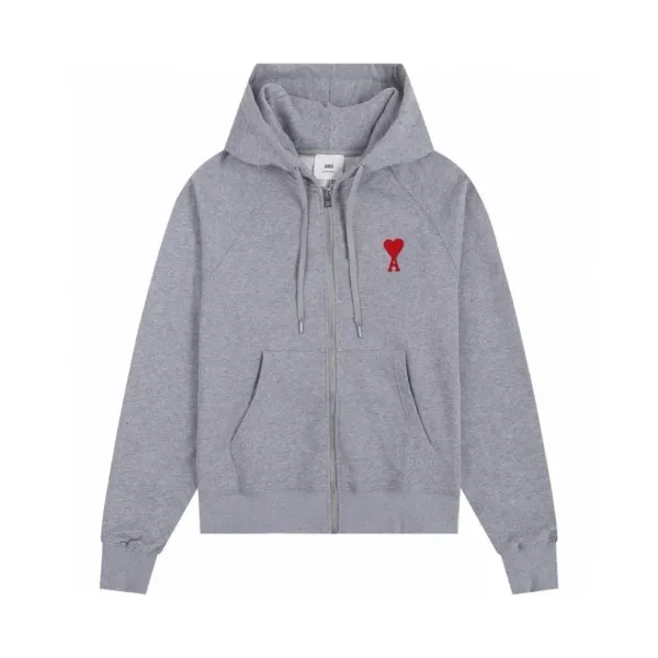 Ami Paris Heart Logo Zip-Up Hoodie Navy - 9