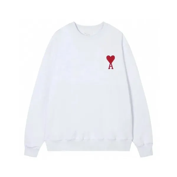 Ami Paris Heart Logo White Hoodie - 1