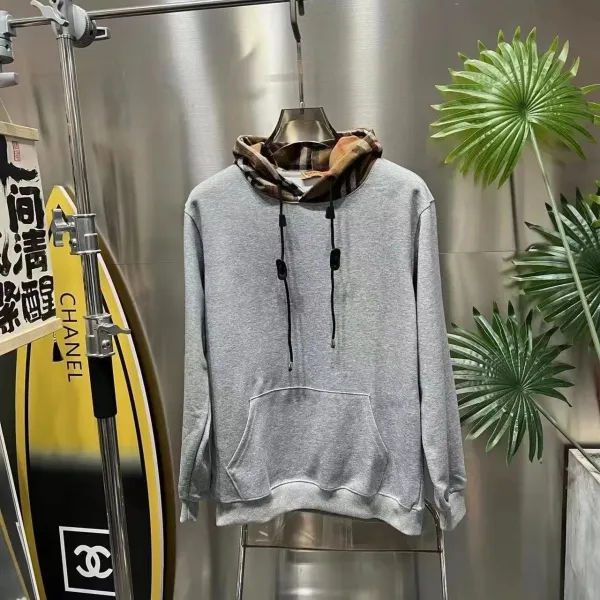 Burberry x Unspecified Collaboration Gray Hoodie with Iconic Check Lining - 1