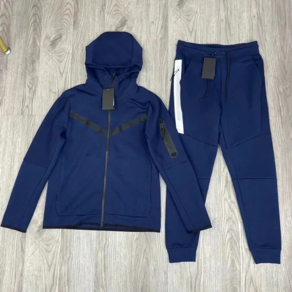 Nike Tech Fleece Full-Zip Hoodie and Joggers Set Navy - 1