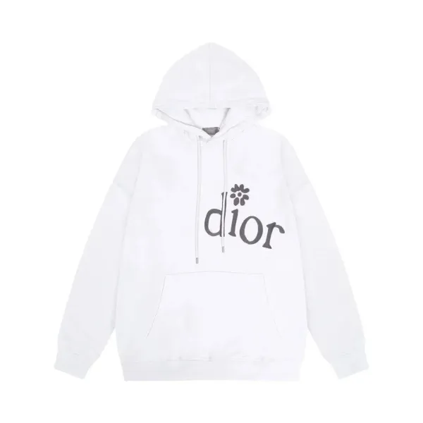 Dior Flower Logo White Hoodie - 1