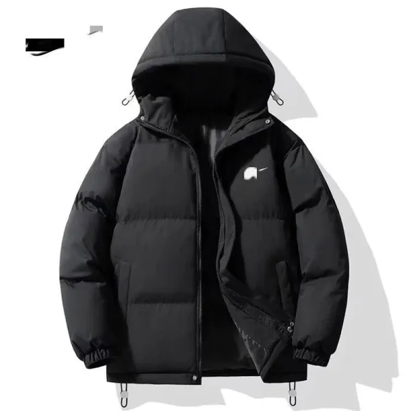 Design Puffer Jacket with Purple Hood and Black Trim White Down-Jacket - 5