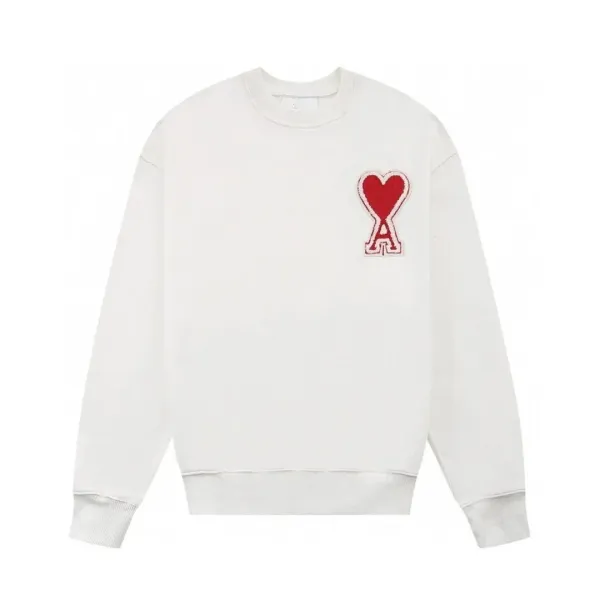 Ami Paris Heart Logo Crewneck Sweater White - 1
