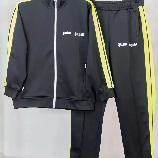Palm Angels Track Suit Black with Neon Yellow Stripes Tracksuit - 1