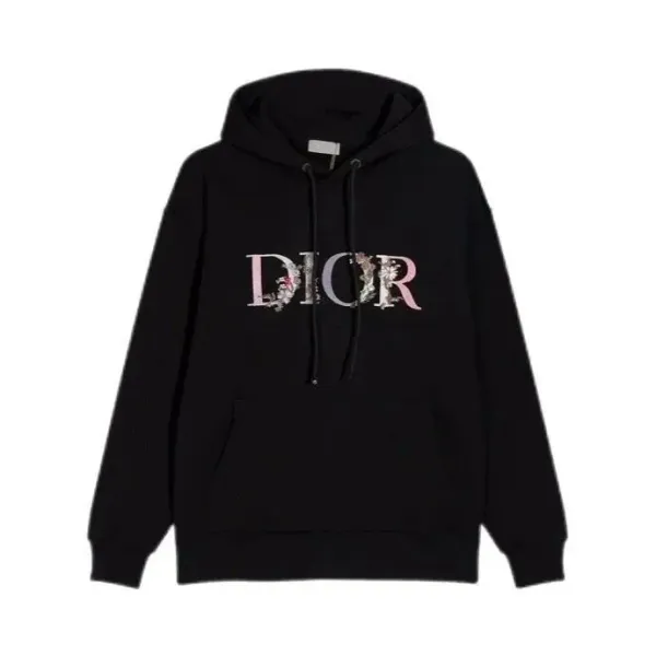 Dior Floral DIOR Logo Black Hoodie - 1