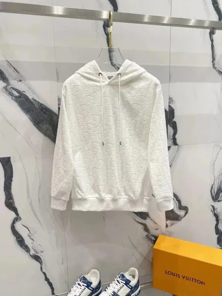 Dior Oblique Embossed Hoodie White - 1