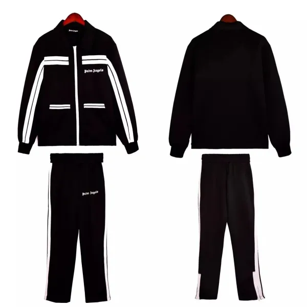 Palm Angels Track Jacket and Pants Set Black with White Stripes Tracksuit - 1