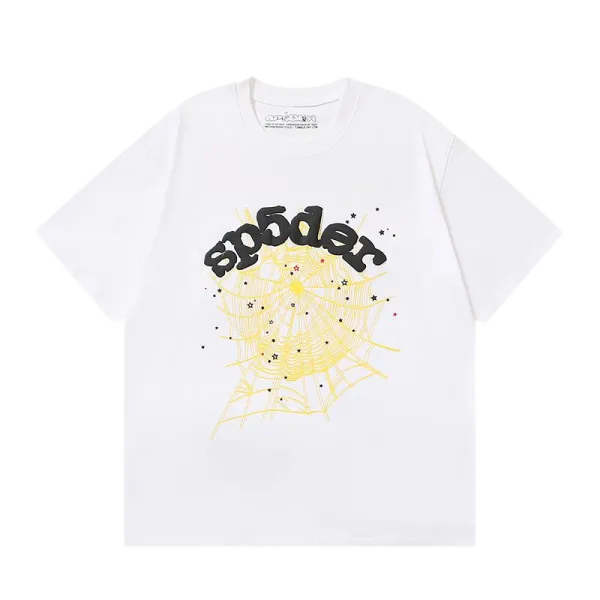 Spider Web Graphic Print White T-Shirt - 1