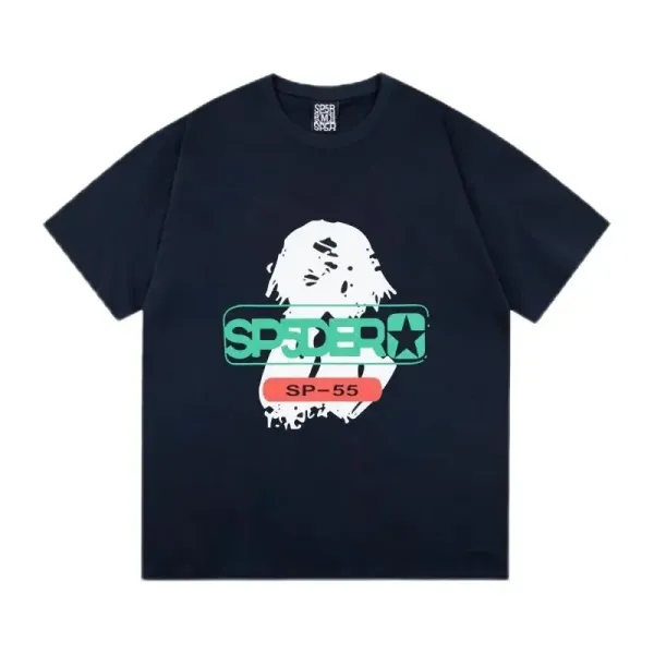 Spider SP-55 Graphic Print Navy T-Shirt - 1