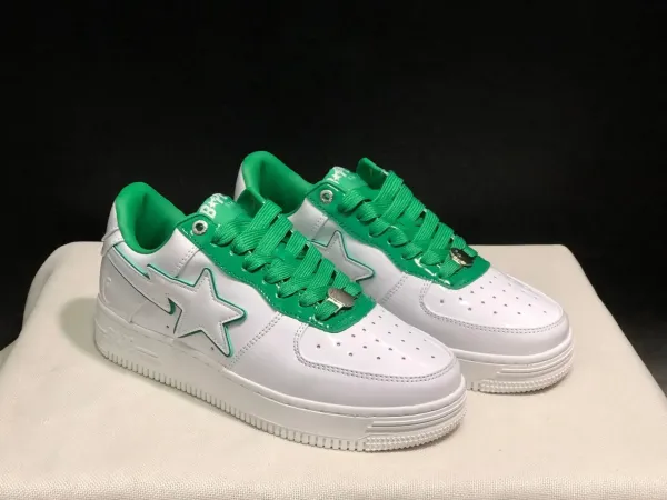 A Bathing Ape Bape Sta Low White Green Sneakers - 1