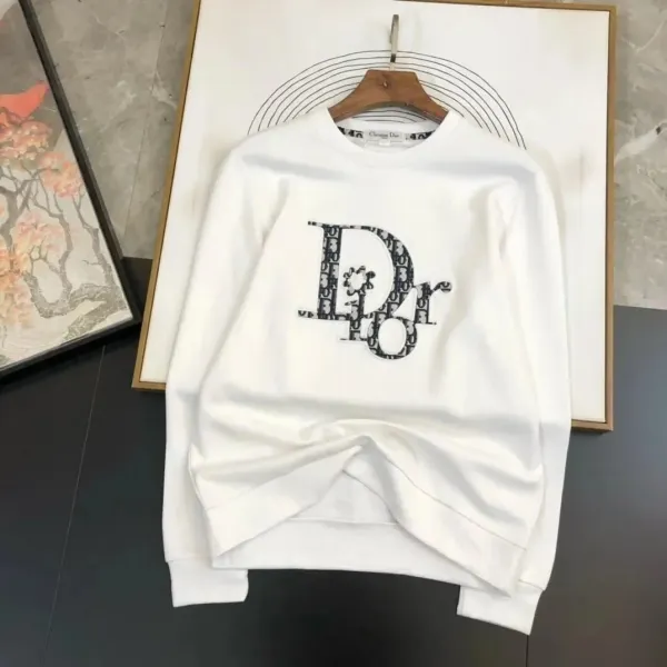 Dior Oblique Logo Print White Hoodie - 1