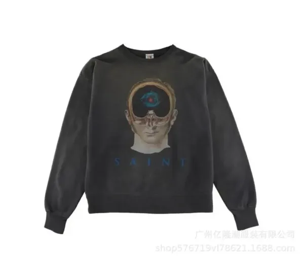 Saint Laurent Saint Graphic Print Black Hoodie - 1