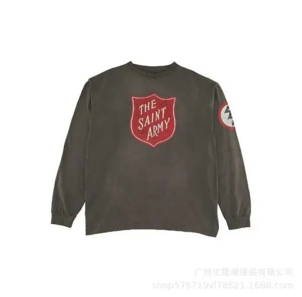 The Salvation Army x Streetwear Collaboration Distressed Olive Long-Sleeve T-Shirt - 1