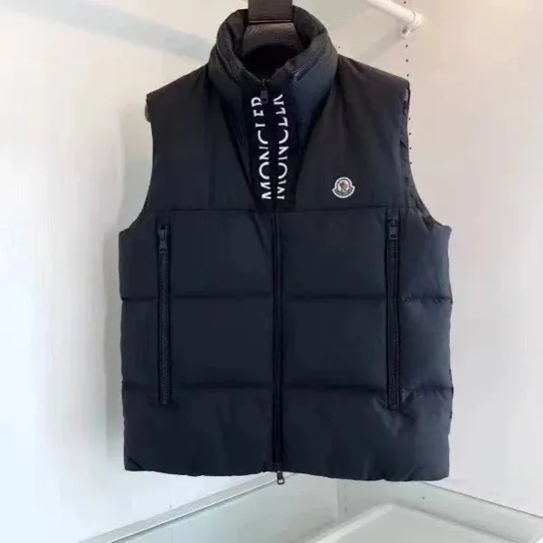 Moncler Logo-Trimmed Black Down Vest - 1