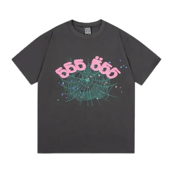655 655 Spiderweb Graphic T-Shirt Charcoal Gray T-Shirt - 1