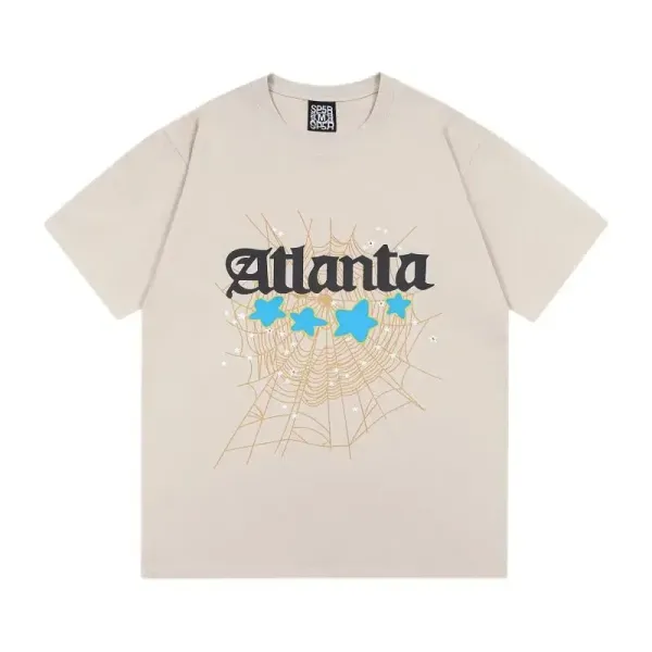 Spider Web Atlanta Graphic Beige T-Shirt - 1
