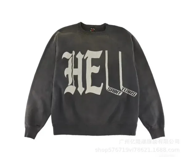Saint Laurent x Saint Tears Hell Graphic Hoodie Black - 1