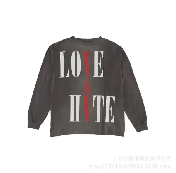 Off-White Love & Hate Graphic Long-Sleeve T-Shirt Gray - 1