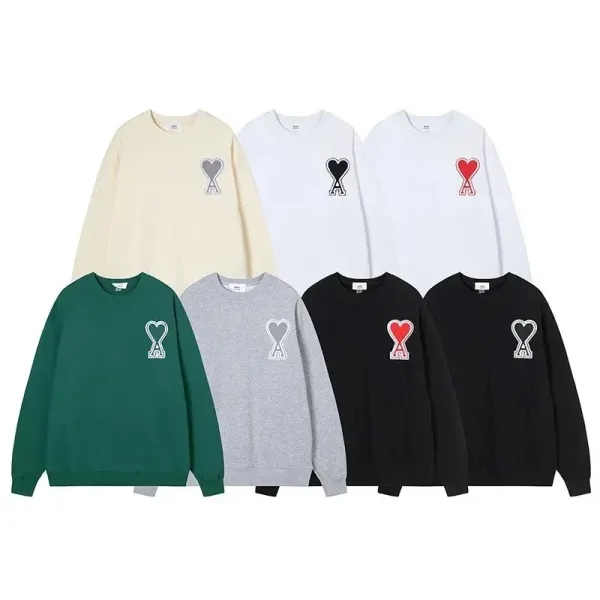 Ami Paris Heart Logo Zip-Up Hoodie Navy - 7